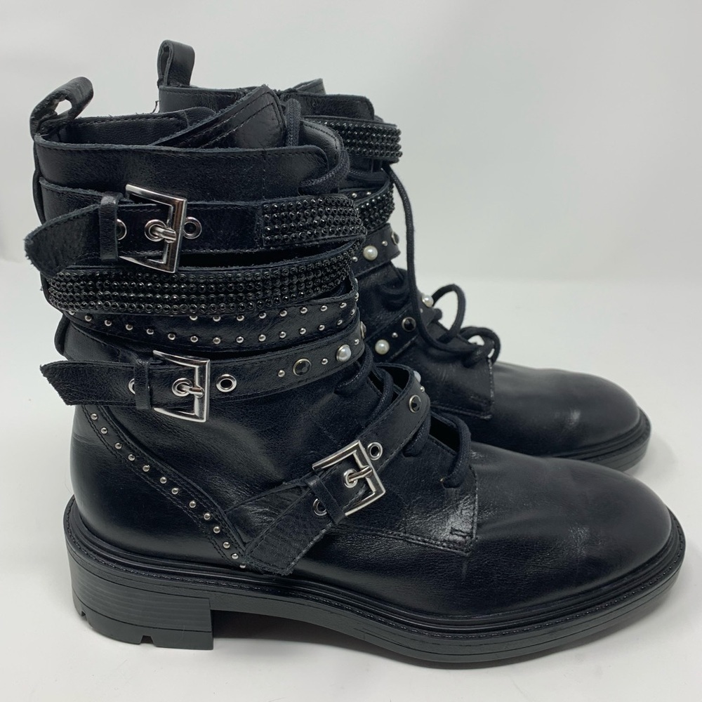 ZARA LOW HEELED LEATHER ANKLE BOOTS - Picture 9 of 16